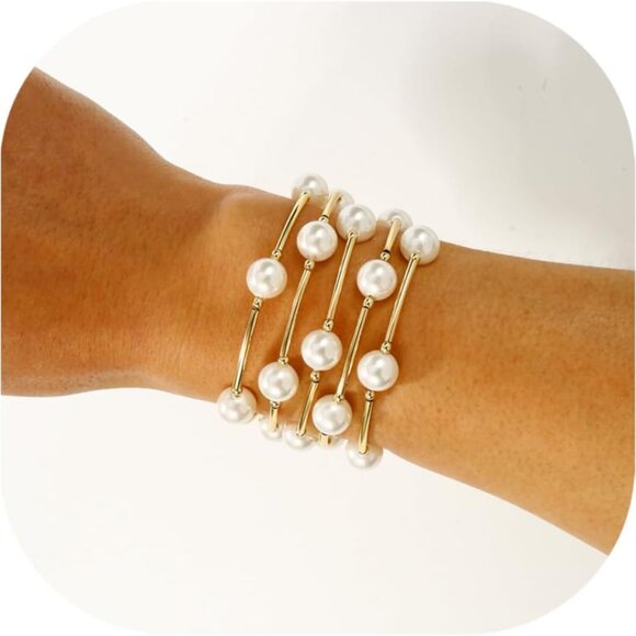 Pearl Blessing Bracelet White Crystal Pearl 7in Women's Jewelry Gift - Picture 1 of 7